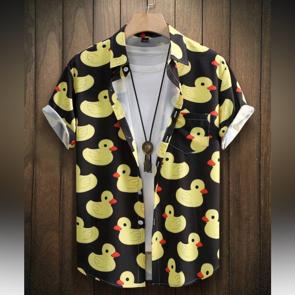 Stylish Black Shirt with Yellow Duck Design